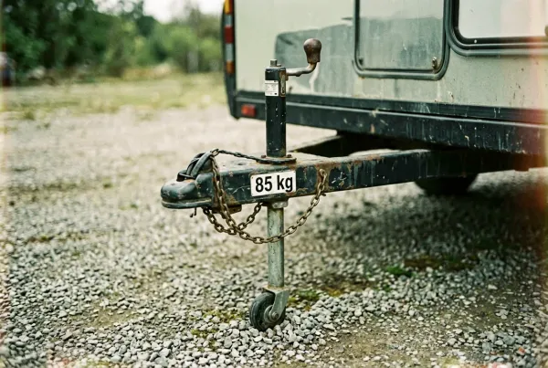 Anhängerkupplung mit aufliegender Wohnwagen-Deichsel und Stützlastwaage
