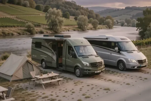 Frankia A-Klasse und Concorde Charisma Liner auf Premium-Stellplatz an der Mosel