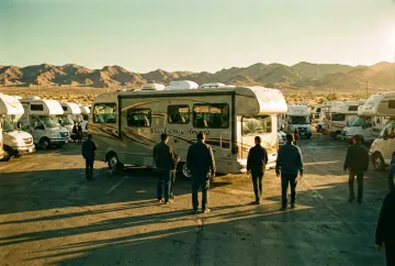 Class-C-RV auf einem Mietstation-Parkplatz in Las Vegas